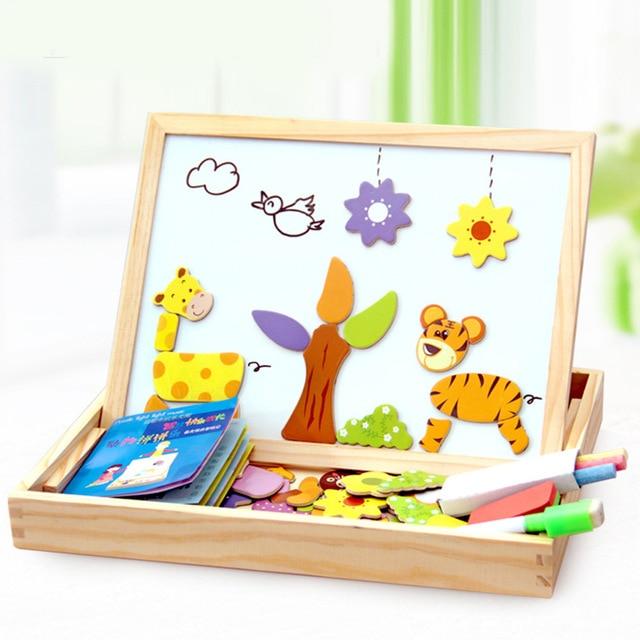 100+Pcs 3D Wooden Magnetic Puzzle Toys For Children