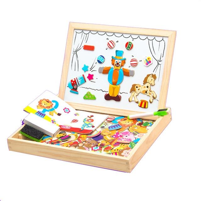 100+Pcs 3D Wooden Magnetic Puzzle Toys For Children