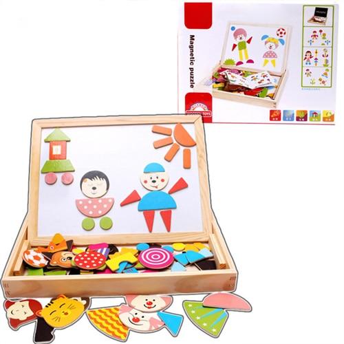100+Pcs 3D Wooden Magnetic Puzzle Toys For Children