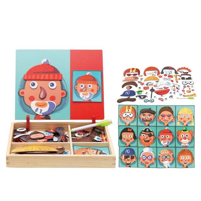 100+Pcs 3D Wooden Magnetic Puzzle Toys For Children