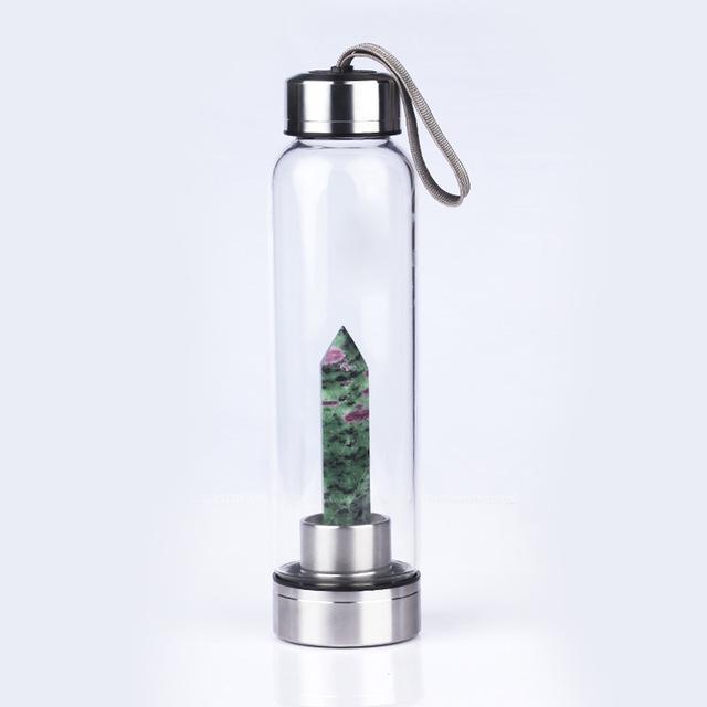 Gem Water Bottle With Natural Healing Crystal Wand