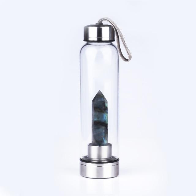 Gem Water Bottle With Natural Healing Crystal Wand