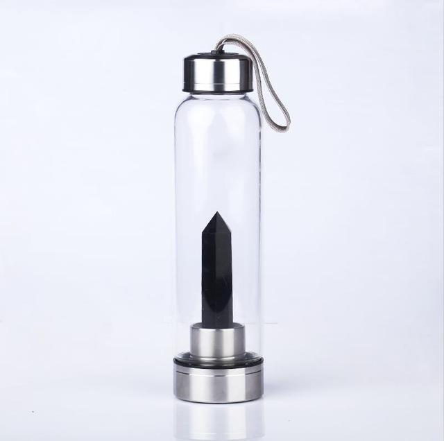 Gem Water Bottle With Natural Healing Crystal Wand