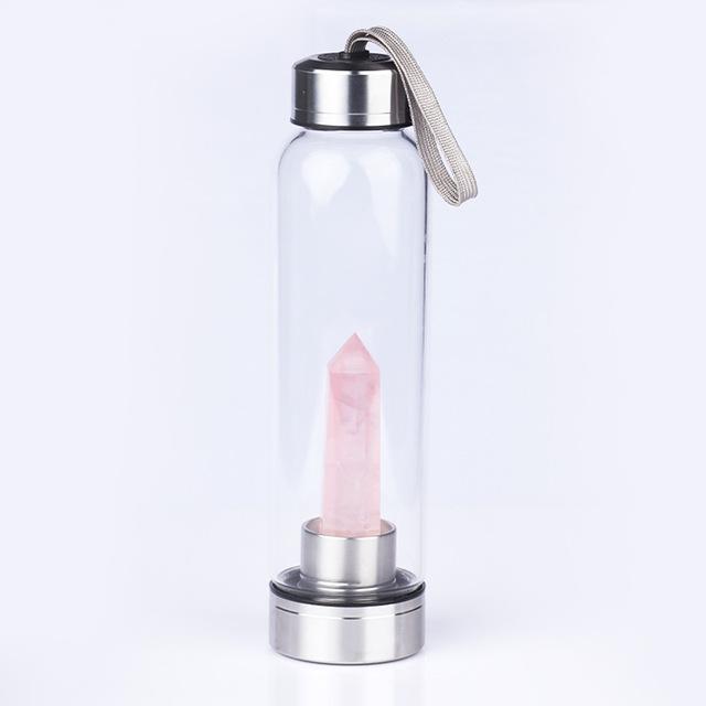 Gem Water Bottle With Natural Healing Crystal Wand